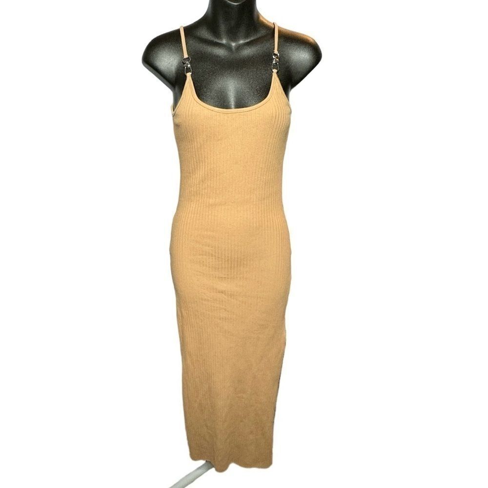 The Range Tan Ribbed Stretch Knit Midi Bodycon Dress Size Small New Sexy